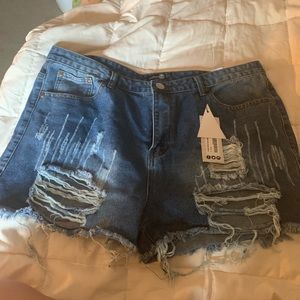 High waisted jean shorts